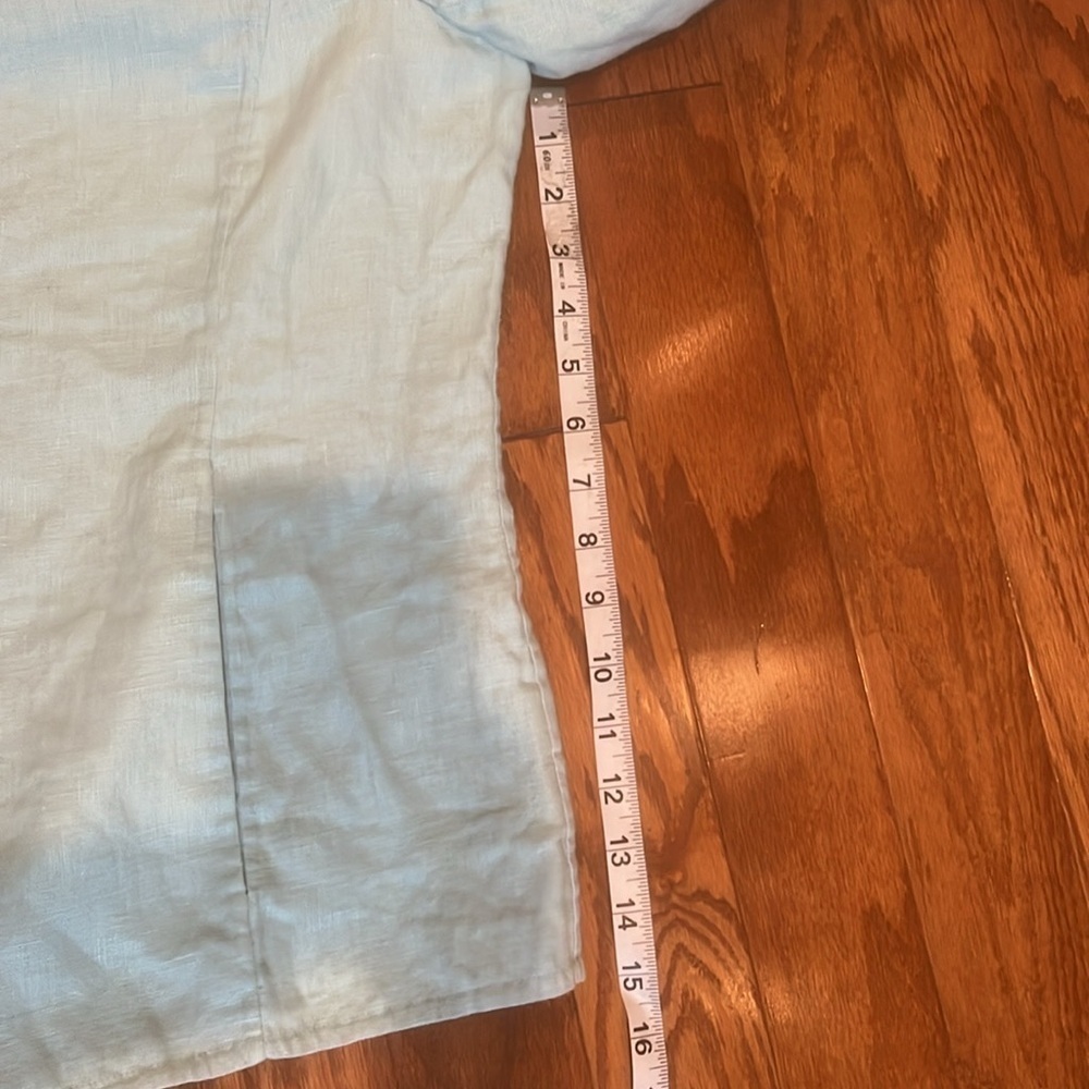 Ellen Tracy Light Blue Linen Blend Top Size 16 - Picture 8 of 12